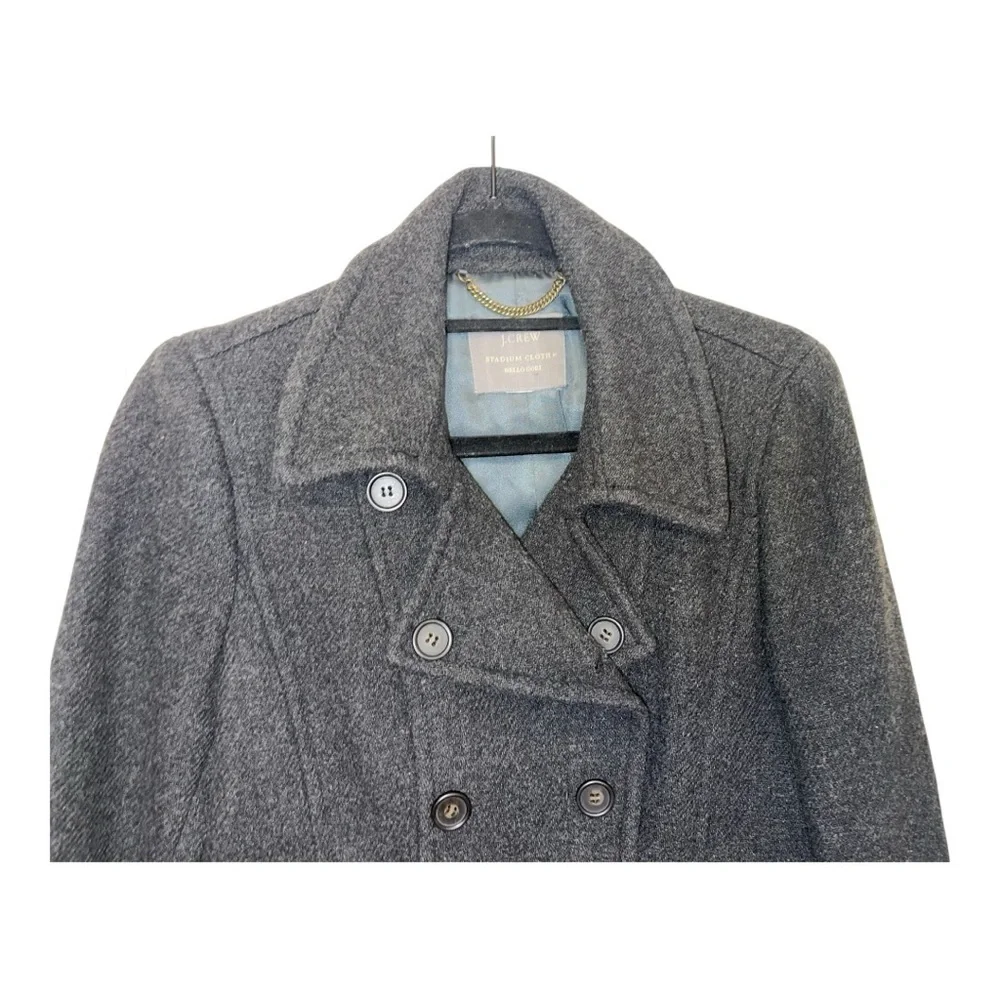 J. Crew Charcoal Dark Gray Stadium Cloth Nello Gore Wool Blend Pea Coat - Picture 8 of 11